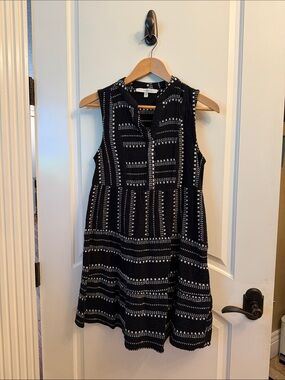 Fever Sleeveless Black & White Patterned A-Line Dress size small